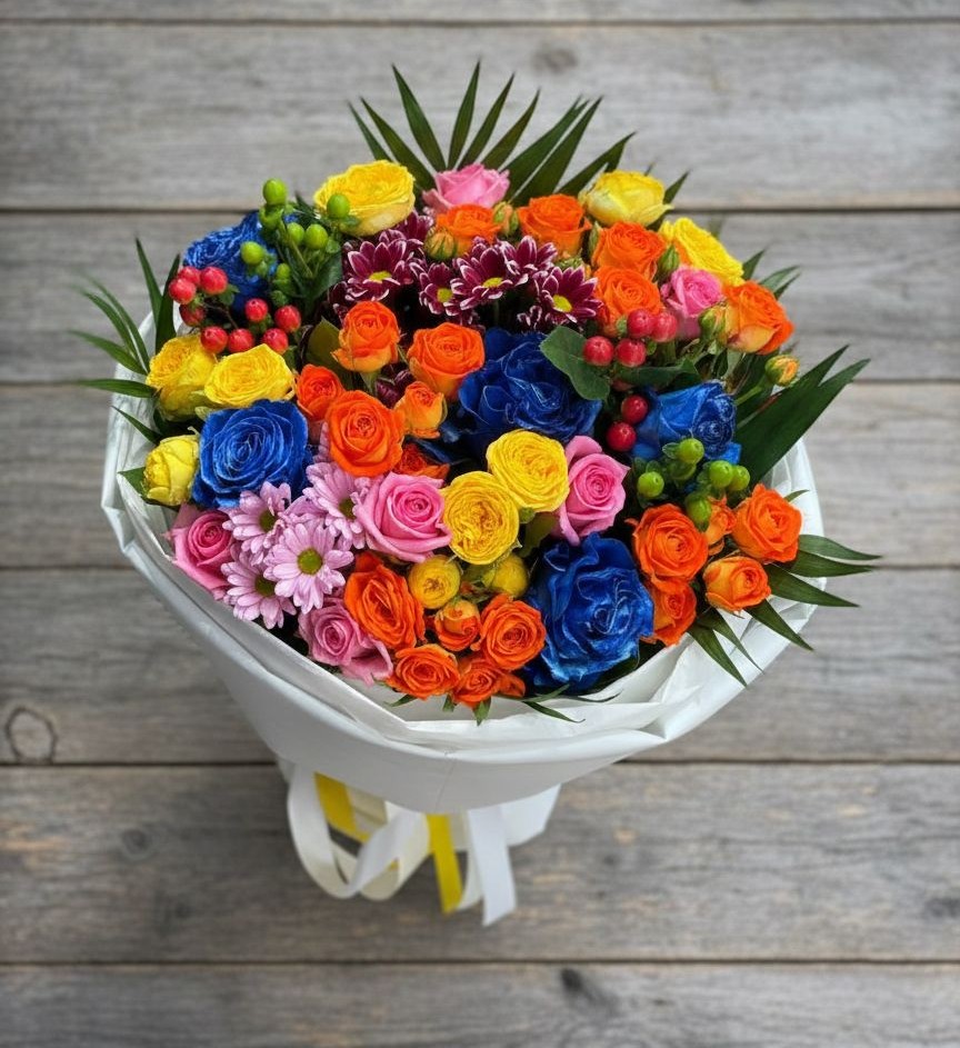 Букет цветов из: Розы и Хризантемы в Аксёново-Зиловском