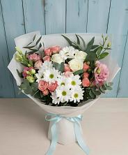 Букет цветов из:  Розы, Лизиантусы и Хризантемы в Аксёново-Зиловском