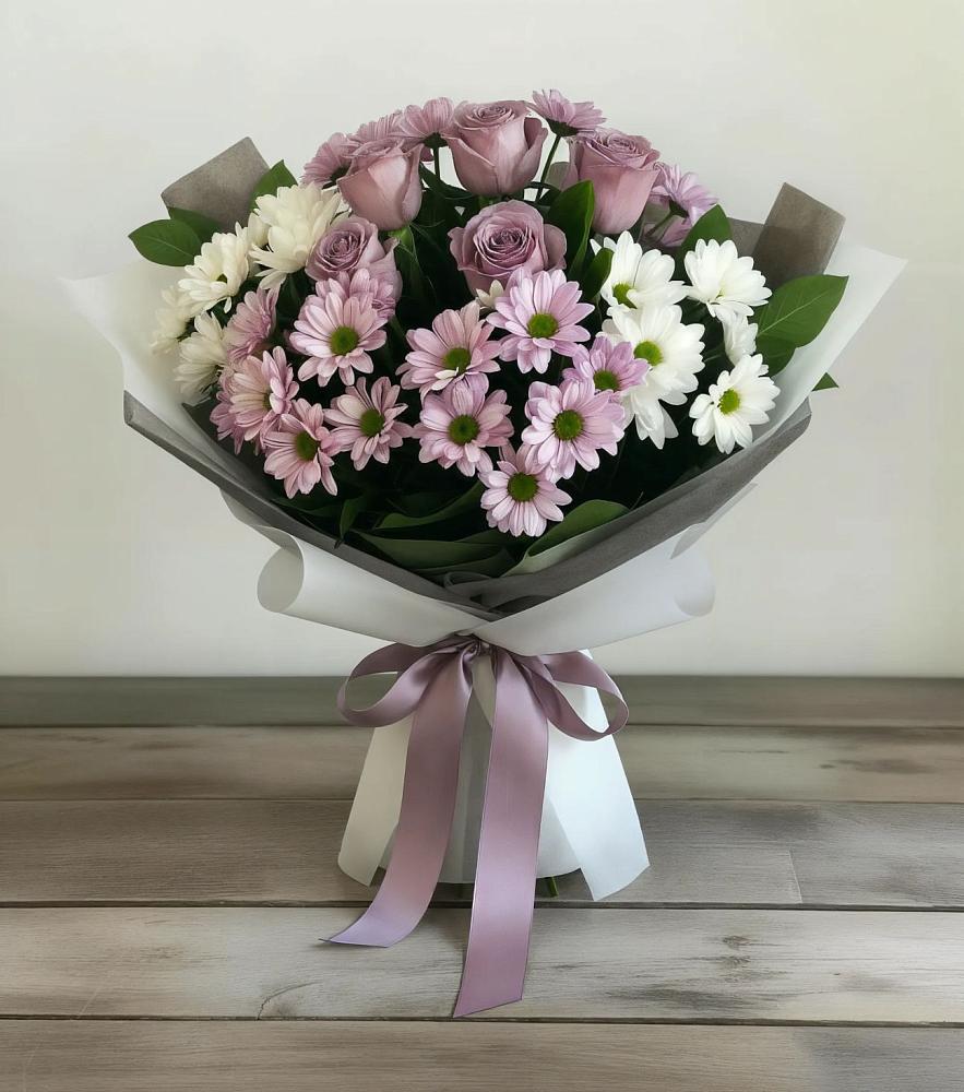 Букет цветов из: Хризантемы и Розы в Аксёново-Зиловском