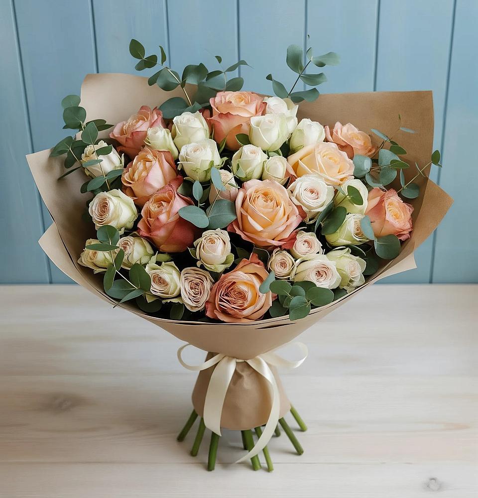 Букет цветов из: Альстромерии и Розы в Аксёново-Зиловском