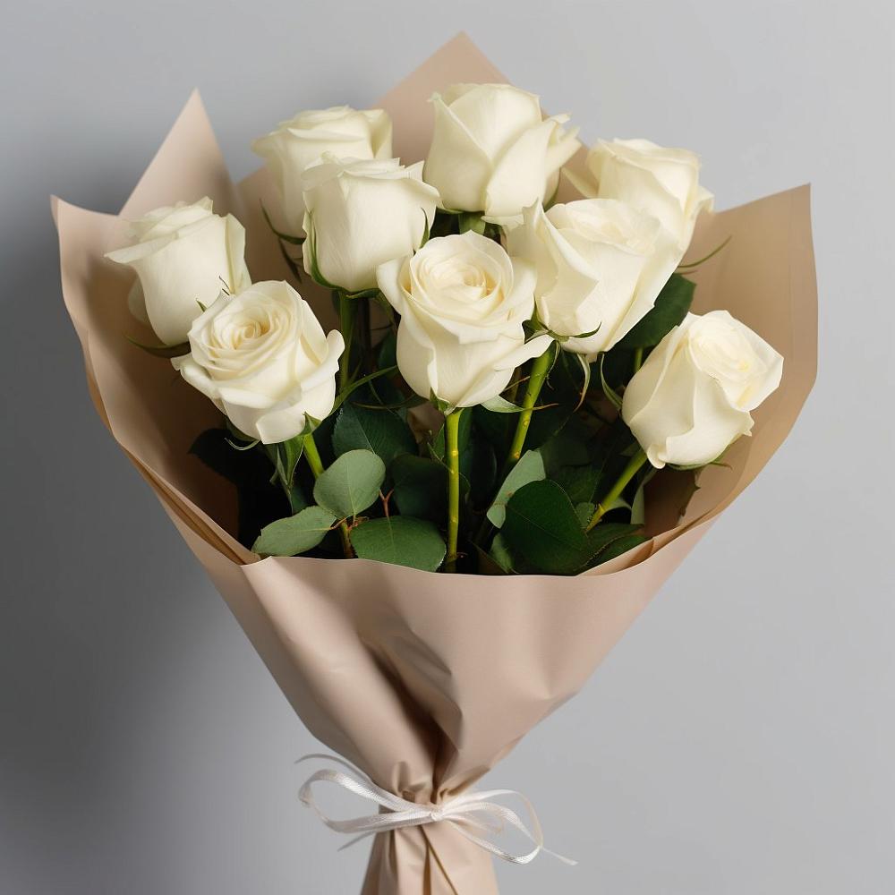 Букет 9 Белых роз Эдлесс Лав в Аксёново-Зиловском