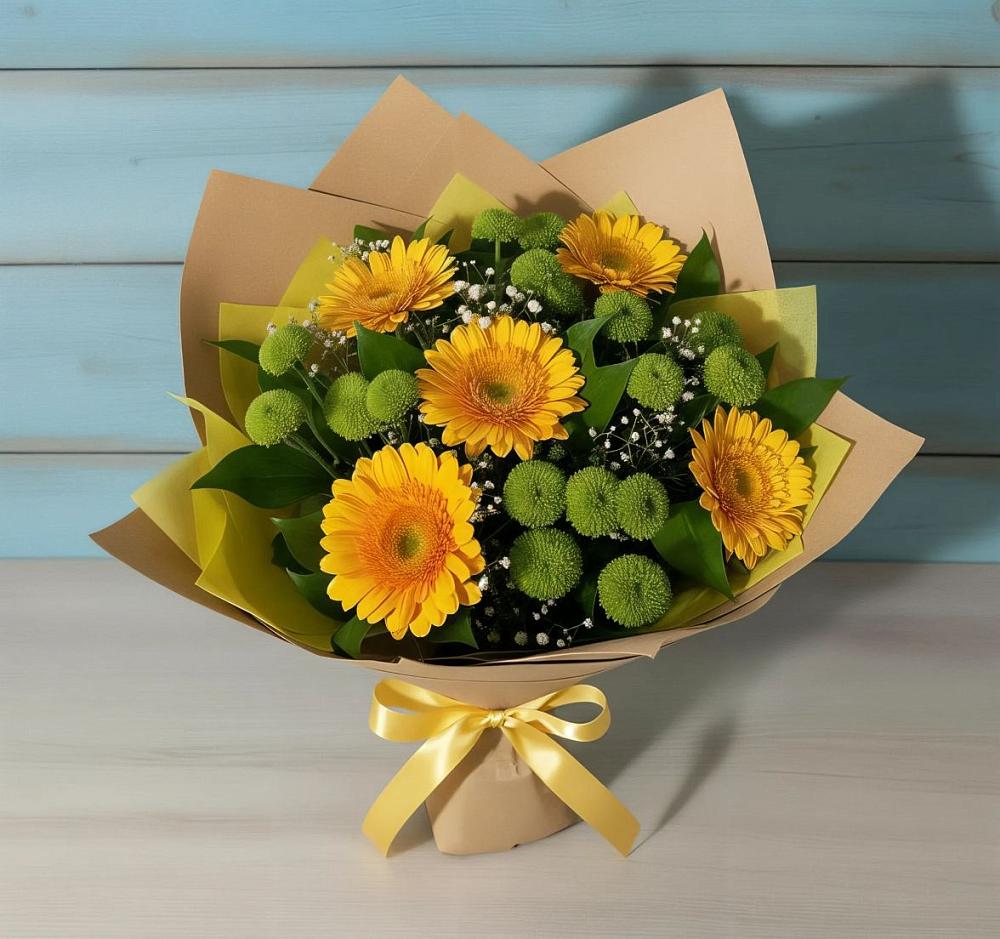 Букет цветов из: Герберы и Хризантемы в Аксёново-Зиловском