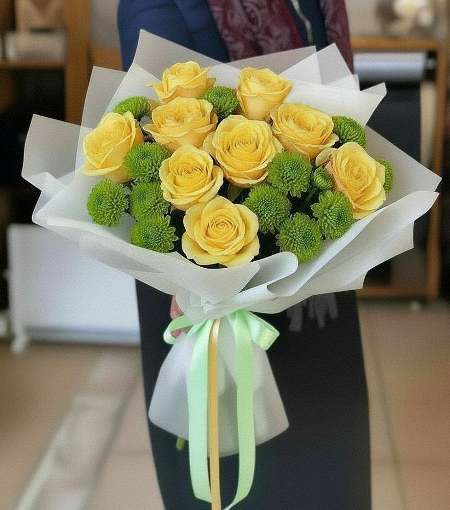 Букет цветов из: Хризантемы и Розы в Аксёново-Зиловском