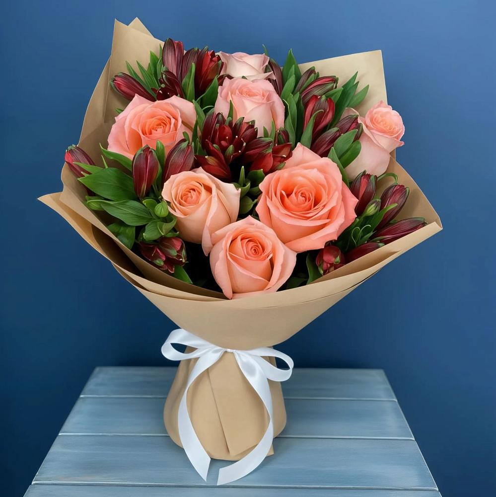 Букет цветов из: Розы и Альстромерии в Аксёново-Зиловском