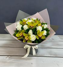 Букет цветов из:  Орхидеи и Розы в Аксёново-Зиловском