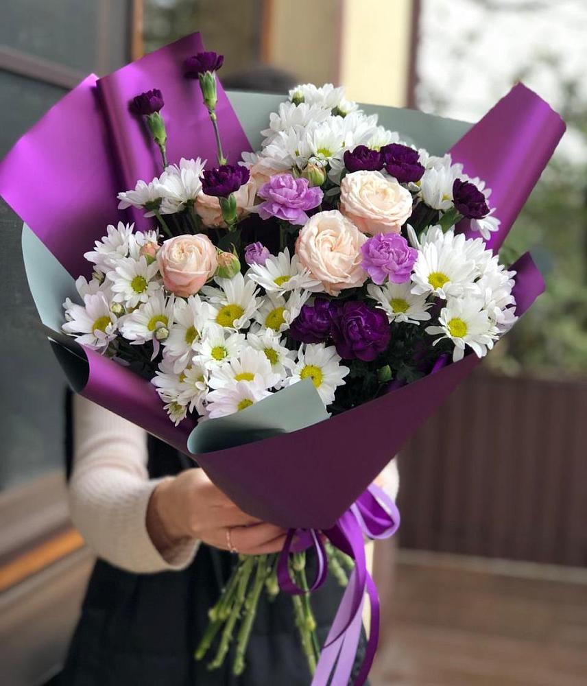 Букет цветов из: Хризантемы, Гвоздики и Розы в Аксёново-Зиловском