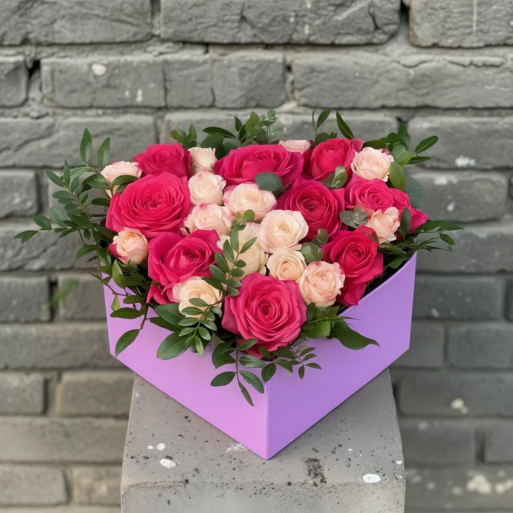Цветочная композиция из Розы в коробке в Аксёново-Зиловском