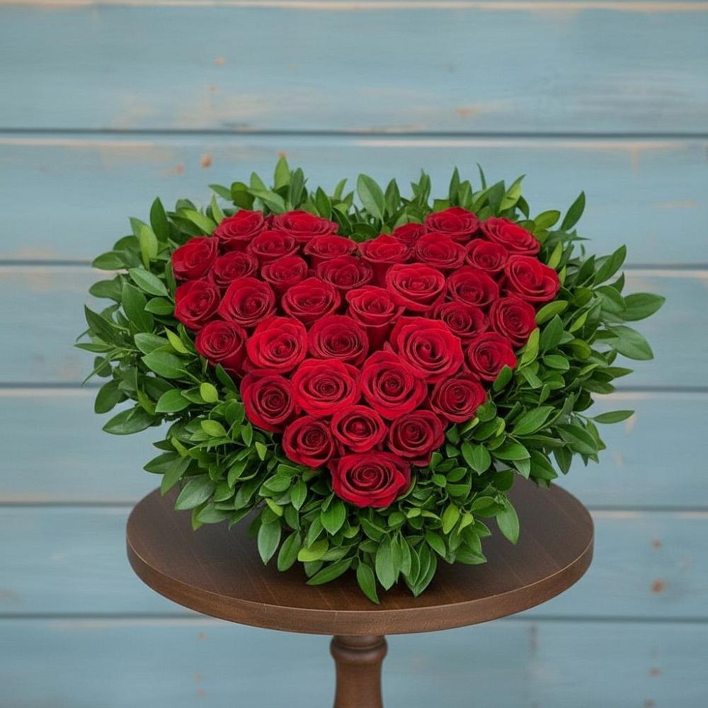 Цветочная композиция из Розы в виде сердца в Аксёново-Зиловском