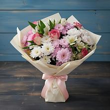 Букет цветов из:  Хризантемы, Альстромерии и Розы в Аксёново-Зиловском