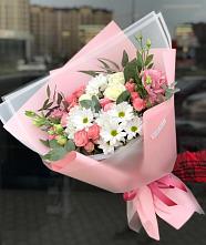 Букет цветов из:  Розы, Лизиантусы и Хризантемы в Аксёново-Зиловском