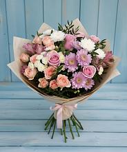 Букет цветов из:  Хризантемы, Розы и Альстромерии #REPLACE_PRED# Аксёново-Зиловском