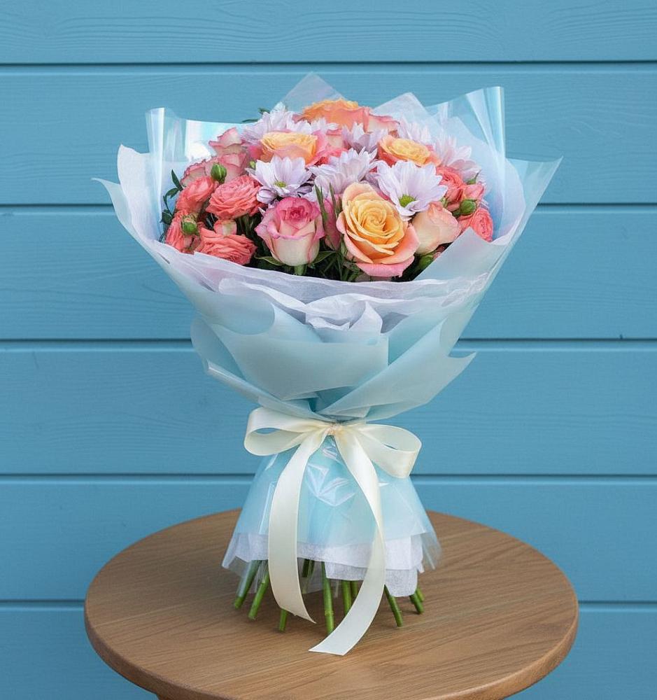 Букет цветов из: Хризантемы и Розы в Аксёново-Зиловском