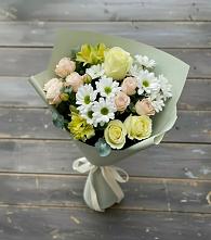 Букет цветов из:  Альстромерии, Розы и Хризантемы в Аксёново-Зиловском