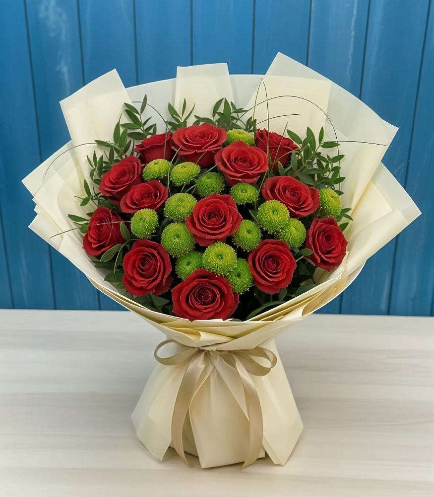 Букет цветов из: Розы и Хризантемы в Аксёново-Зиловском