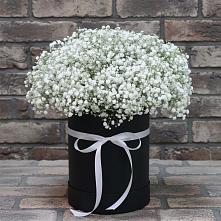 Цветочная композиция из Гипсофила в шляпной коробке в Аксёново-Зиловском