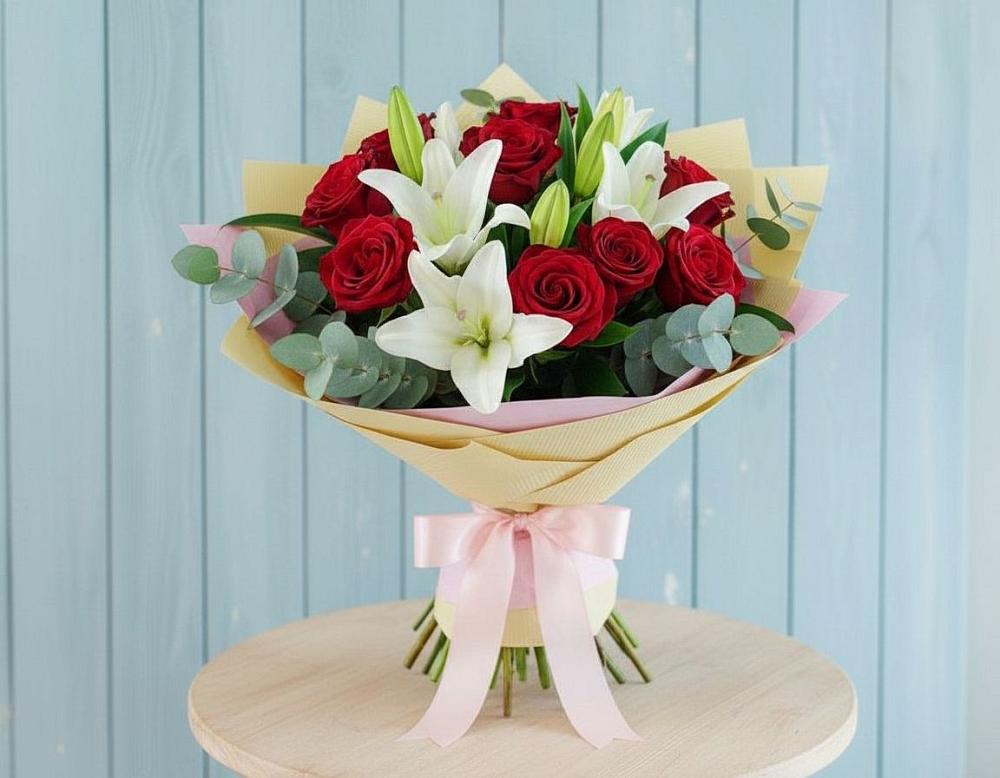 Букет цветов из: Лилии и Розы в Аксёново-Зиловском